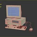 Vintage Electronic Computer Appliances Setup Including Monitor Tower Keyboard and Mouse