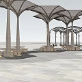 Modern tensioned membrane landscape gallery frame tension membrane structure shaped modeling 3d model
