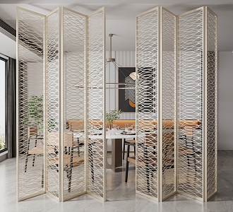 New Chinese-style screen metal folding partition 3d model