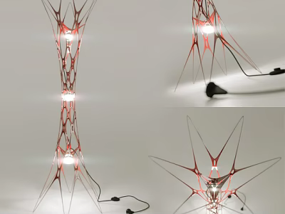 Modern Artistic Abstract Floor Lamp Design With Red Spider Like Structure And White LED Light 3d model