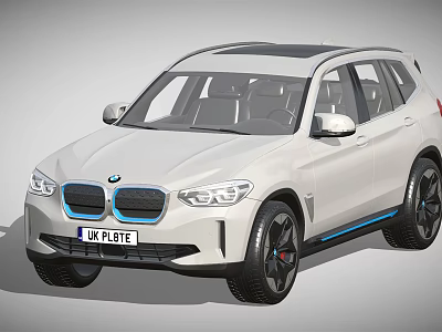 White BMW Electric SUV With Modern Design Black Wheels And Blue Accents 3d model