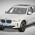 White BMW Electric SUV With Modern Design Black Wheels And Blue Accents