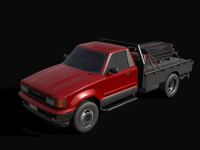 Red Single Cab Pickup Truck With Open Cargo Bed For Functional Use 3d model