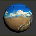 Scenic Wilderness View With Winding Road Distant Mountains Blue Sky White Clouds And Meandering River