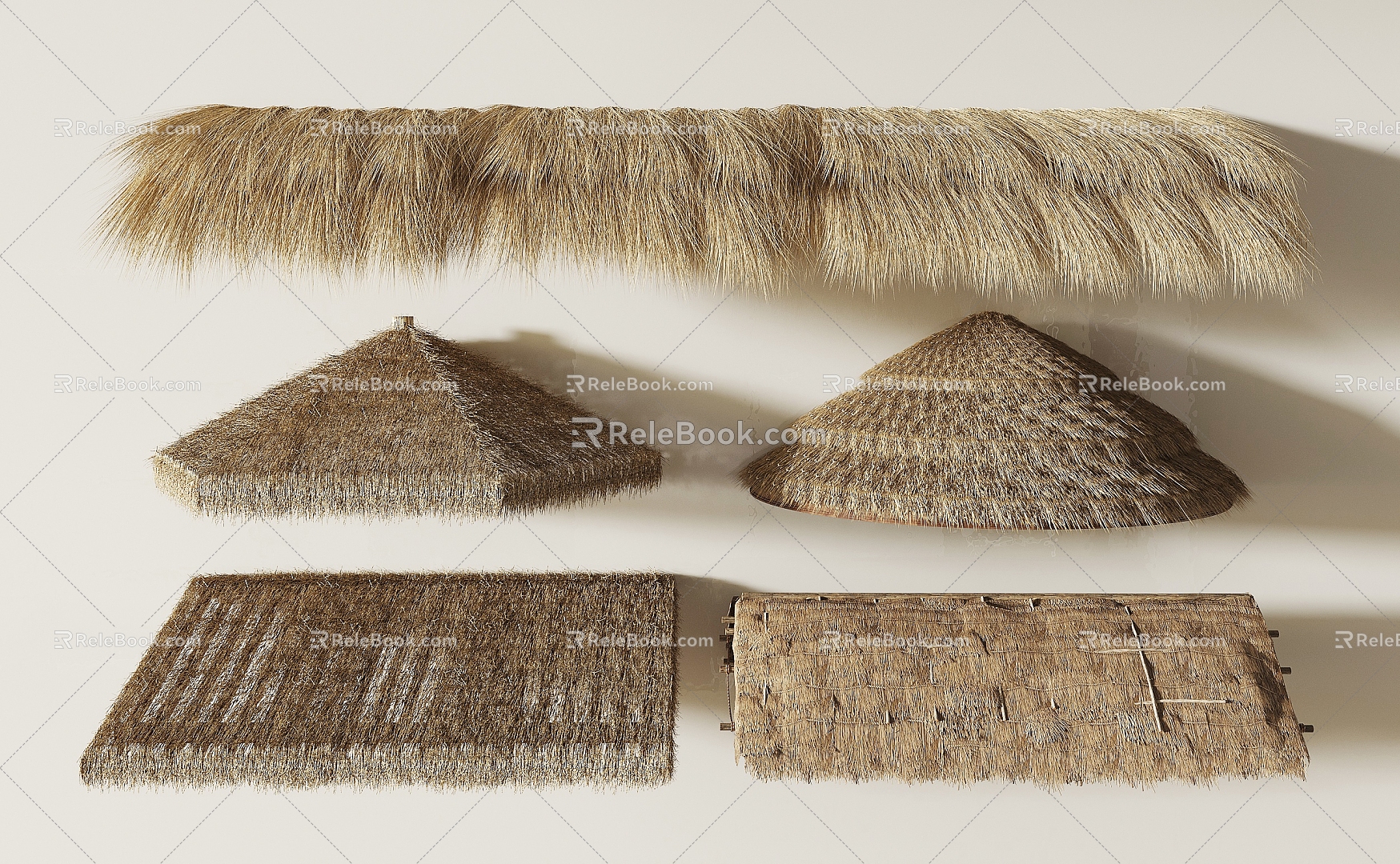 Thatch, thatched, thatched, thatched, thatched, buns 3d model