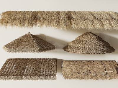 Thatch, thatched, thatched, thatched, thatched, buns 3d model