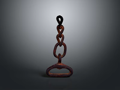 Rusty Iron Chain and Hook Metal Hardware Tool with Durable Structure 3d model