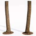 Two Wooden Tree Trunks With Natural Stone Bases As Decorative Elements