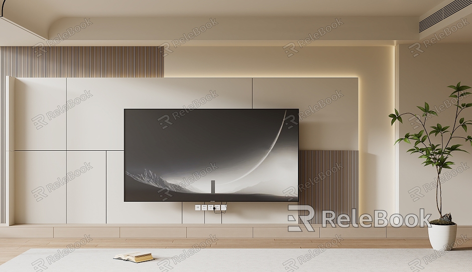 Modern TV Background Wall Cream Style TV Background Wall TV Cabinet TV model