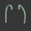 Two Gray Curved Industrial Pipe Fittings With Ring Shaped Structures