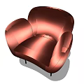 Modern Copper Single Sofa With Curved Armrests Rounded Design And Metal Legs 3d model