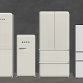 Modern White Refrigerators And Freezers Displayed In Kitchen Appliance Showroom