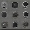 Modern Daily Electrical Appliances with Various Designs Displayed on Grid Shelves