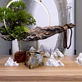Transparent Glass Cube Decorative Ornament Set With Golden Corner Accents On Wooden Tabletop