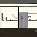 Modern Wine Cabinet with Minimalist Design Wooden Shelves and LED Lighting in Kitchen
