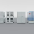 Four Different Industrial Storage Cabinets Featuring Glass Door Closed Door And Labeled Designs