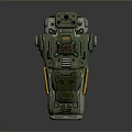 Green Mechanical Style Household Item With Layered Panels Control Buttons And Industrial Design