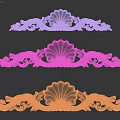 Artistic Dark Wood Carvings Showcasing Intricate Shell Shapes And Scrollwork Patterns