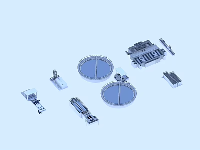 Industrial Plant Machinery And Equipment With Circular Tanks And Mechanical Components 3d model