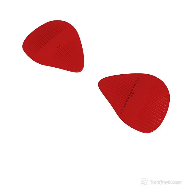 Two Red Guitar Picks With Textured Surface For Music Enthusiasts 3d model 
