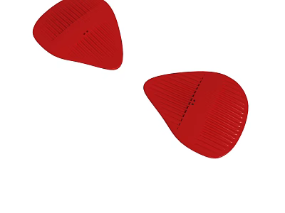 Two Red Guitar Picks With Textured Surface For Music Enthusiasts 3d model