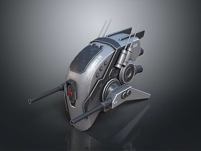 Advanced Futuristic Metallic Mechanical Device With Cannons Antennas And Control Panels 3d model