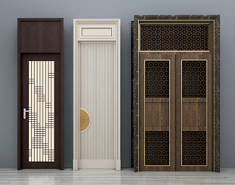 New Chinese Style Flat Door 3d model