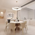 Modern Cream Tone Round Dining Table And Chairs Set For Bright Cozy Home Dining Space