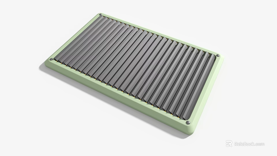 Industrial Equipment Flat Panel With Green Frame And Black Slat Design 3d model 