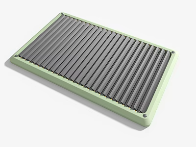 Industrial Equipment Flat Panel With Green Frame And Black Slat Design 3d model