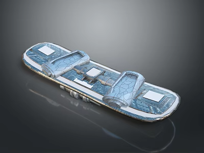 Advanced Tech Equipment With Blue Silver Panels And Modular Platform Structure 3d model