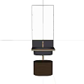 Modern Washbasin Design With Gray Countertop Gold Faucet And Round Mirror