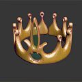 Ornate Golden Crown Fashion Accessory With Green Gemstones And Spiked Design