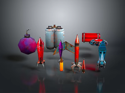 3D Rendered Various Weapon Models Including Bombs Rocket Launchers And Missiles 3d model