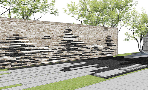 Modern landscape wall rubble stone landscape wall house cultural stone landscape wall 3d model