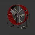 Red Round Air Cooler Fan With Black Stand Portable Wheels And Stable Design