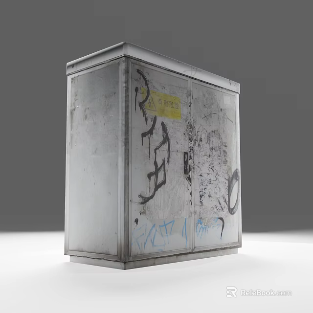 Municipal Road Metal Utility Box Covered With Graffiti And Street Art 3d model 