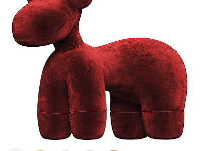 Cute Red Animal Shaped Children's Chair with Soft Velvet and Playful Design 3d model