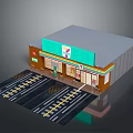 Retail Store Building With Green Awning Parking Lanes And Brown White Exterior