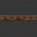 Traditional Wooden Bookshelf Display With Books Green Curtains Yellow Trim Stone Sides And Bench