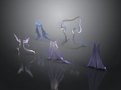 Glowing Fantasy Decorative Structures With Purple Blue Sleek Designs 3d model