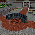 Modern Fitness Workout Area With Red Flooring And Circular Training Zones