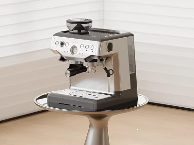 Stainless Steel Espresso Machine Kitchen Appliance For Modern Kitchen On Metal Table 3d model