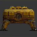 Game Sci Fi Character Yellow Mechanical Circular Structure With Multiple Legs And Engine Parts 3d model