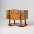 Wooden Bedside Table With Drawer And Metal Legs Wood Grain Design