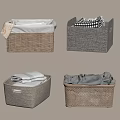 Various Design Wicker And Fabric Storage Baskets For Organizing Clothes And Towels