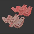 Rusted Metal Brackets With Multiple Stacked Pieces On Black Background 3d model