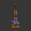 Ornate Traditional Architectural Component With Colorful Decorations Frame And Pedestals