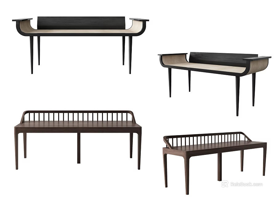 Various Wooden Desk Designs With Modern And Classic Styles For Home Workspace 3d model 