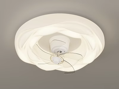 Modern White Ceiling Air Conditioner Fan with Circular Design and Built in Light Fixture 3d model